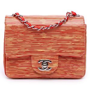 Chanel Mini Square Classic Patent Striped Single Flap